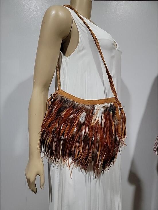 Handbags - HANDMADE Tribal PEASANT FEATHER BOHO SHOULDER BAG